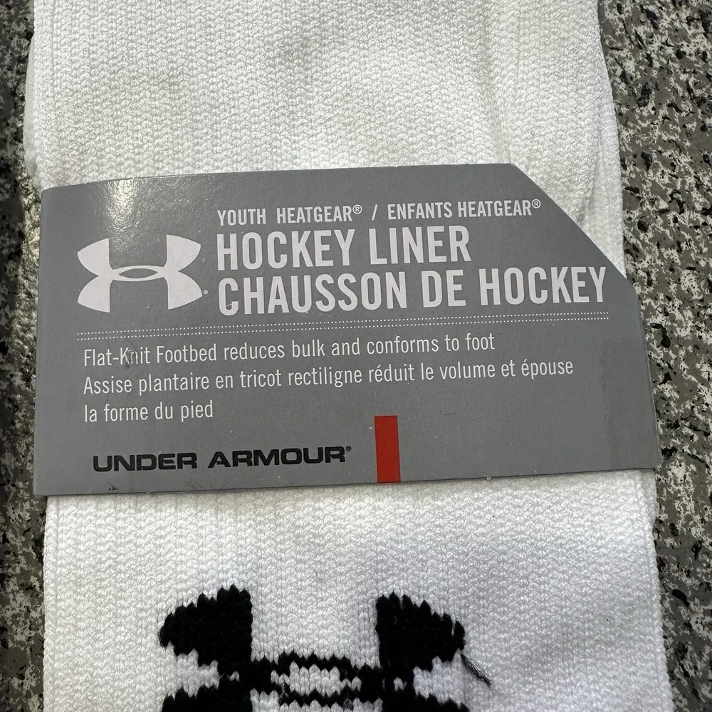 Under Armour Hockey Socks Liner Youth Large White Lot of 3 Pairs UA OTC 1-4Y